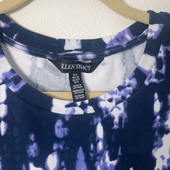 Ellen Tracy Blue & White Tye Dye T-Shirt Dress Size Small - Picture 3 of 12